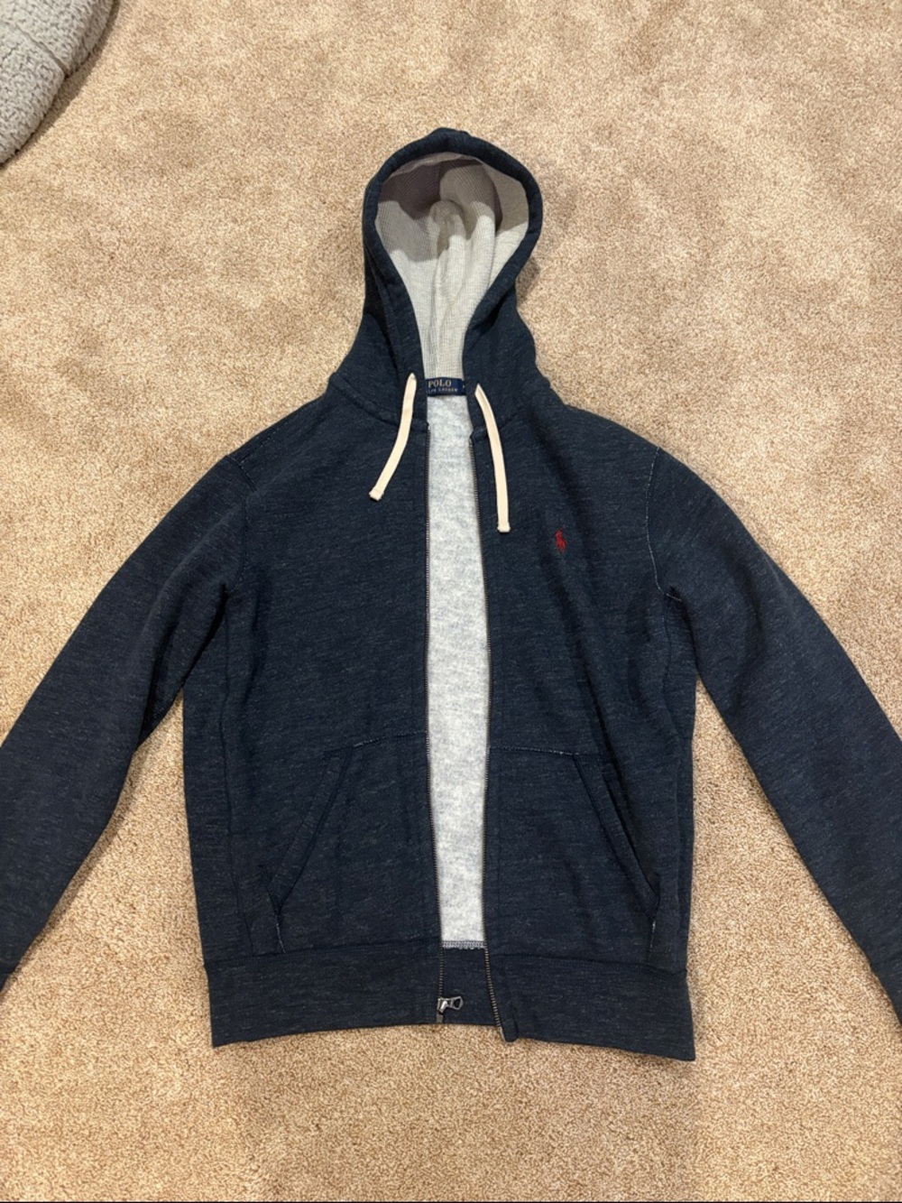 Polo by Ralph Lauren Men's Navy Zip-Up Hoodie with Sherpa Lining